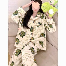 睡衣女秋冬季加厚套装家居服保暖长袖春秋新款珊瑚绒法兰绒可外穿