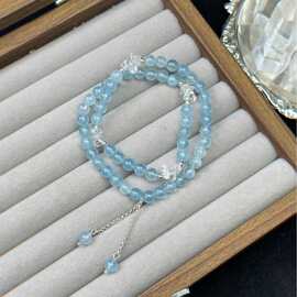 海蓝宝白水晶白铜爆款饰品高级女款设计手链手串