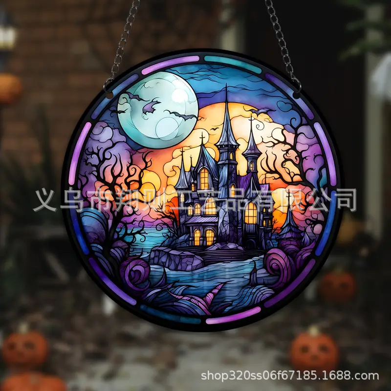 Transfronterizo serie de Halloween acrílico captador de sol artesanía decoración creativa colgante acrílico disco