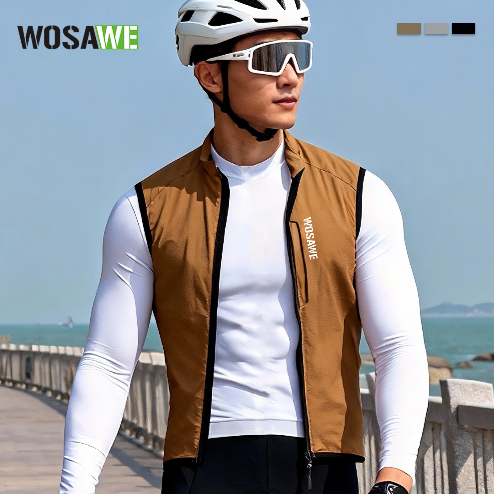 WOSAWE Spring and Summer Road Bicycle Vest Wind-proof Water-splashing Thin Vest Couple's Bicycle Riding Suit