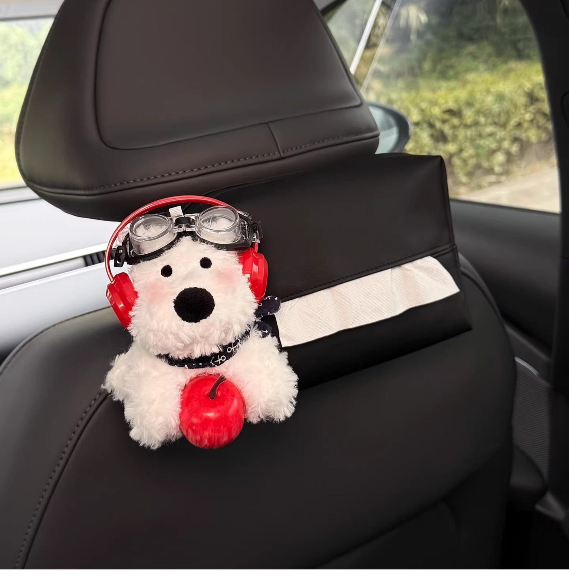 2026 New Model West Highland Car Tissue Box, Car Headrest Tissue Holder, Seat-Mounted Car Tissue Bag, Cute for Women