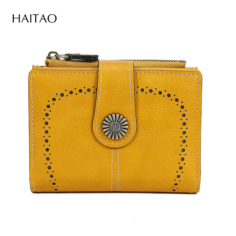 Bolso de mano de cuero graso para mujer Bolso de moneda con cremallera corta retro Bolso de tarjeta de monedero multifuncional hueco 2025 estilo caliente