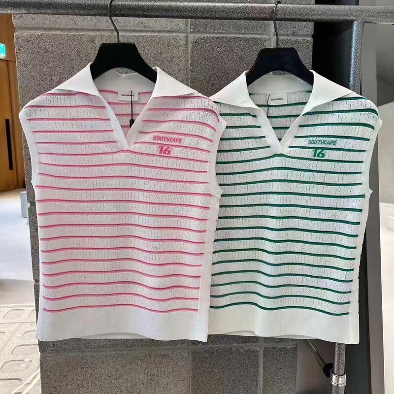 25 New Summer Golf Clothes for Women, Cold-Feeling Breathable Knitted Sleeveless Vests, Casual, Fashionable and Versatile Tops