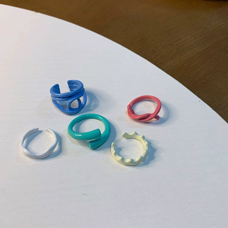 Европейская и американская трансграничная Мода ретро геометрическое кольцо из акриловой смолы темперамент личность Смешанная еда кольцо на палец