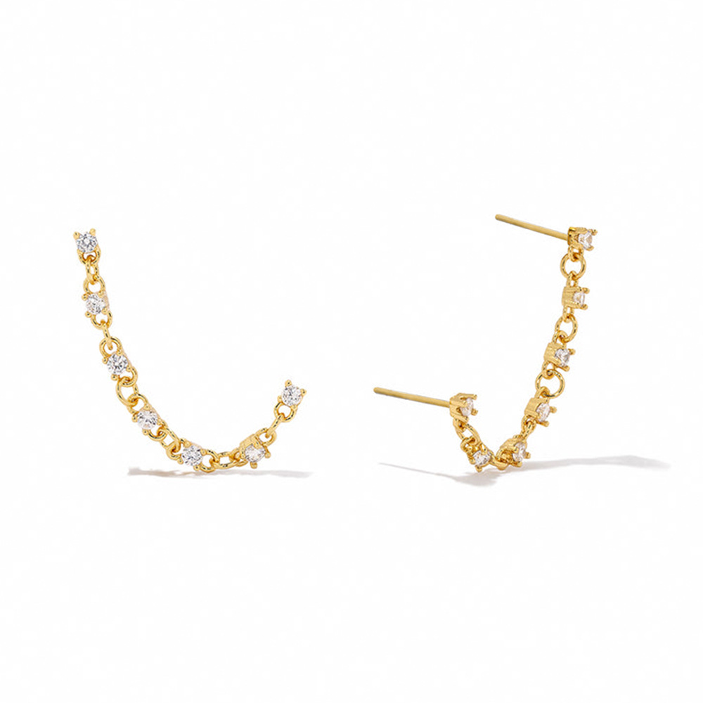 C Shape Pattern Women'S Gender 1 Pair 925 Sterling Silver Zircon C Shape Earrings