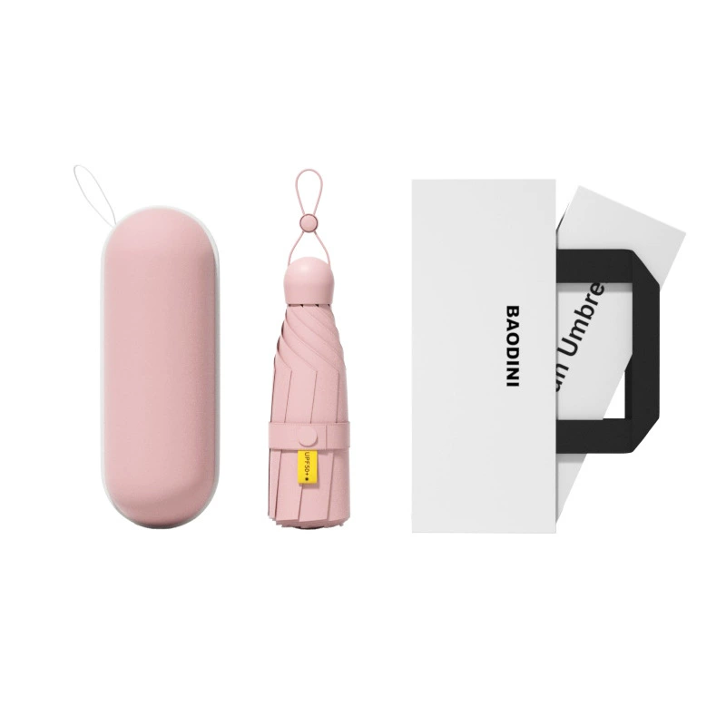  Small handheld umbrella, capsule, sun protection, UF-protection
