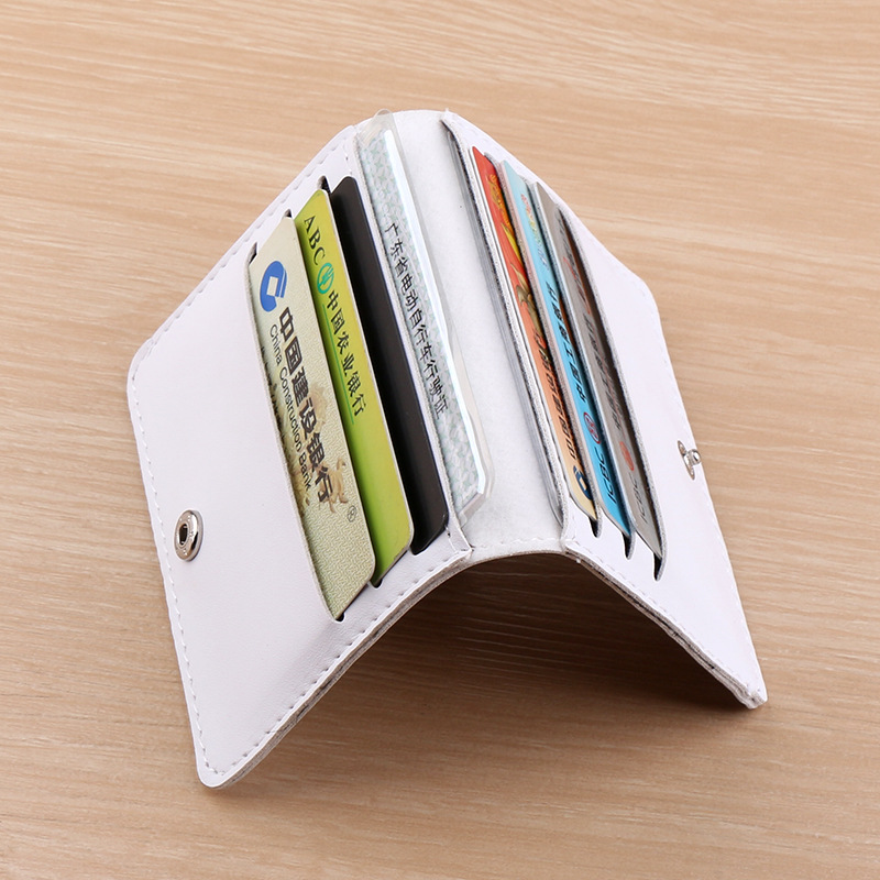 White Pu Card Holder with Multiple Card Slots, Lightweight and Compact, Bank Card and Driver's License Storage Bag, Simple Anti-Degaussing Wallet Card Holder