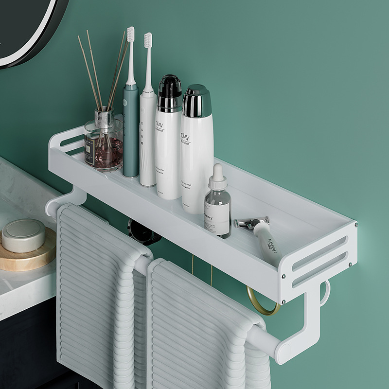 Punch-espacio libre de aluminio Baño de almacenamiento de baño estante baño lavabo pared colgante toalla pared blanca