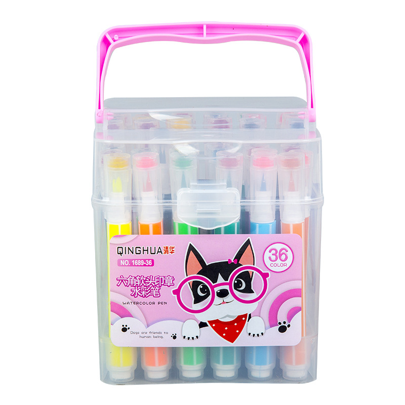 Pluma de acuarela lavable para niños sello de pincel de pintura multicolor pluma de acuarela cabeza suave material de dibujo de Arte de estudiante pluma de dibujo de graffiti