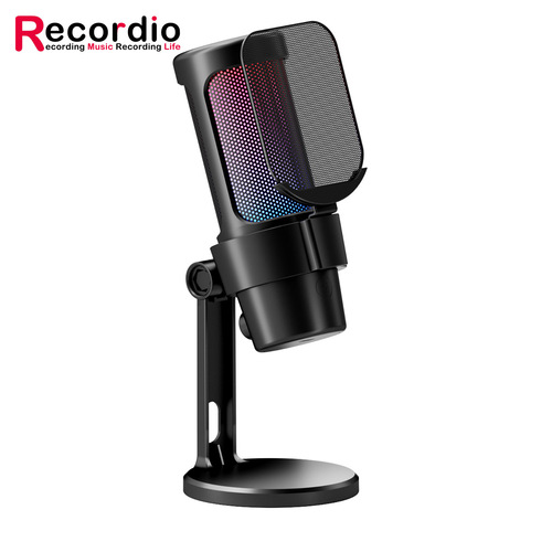 M8 USB e-sports gaming microphone RGB colorful light computer karaoke recording capacitor mobile phone live broadcast cross-border microphone