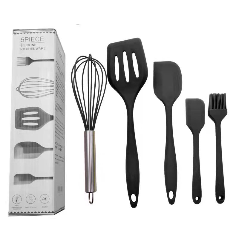 Silicone kitchen utensil set scraper 5-piece baking kitchen utensil complete set shovel silicone spatula oil brush egg beater cooking spoon spatula