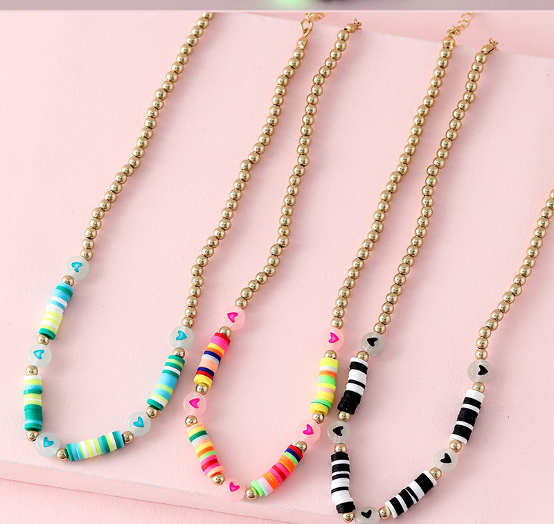 Fashion Heart Shape Plastic Resin Beaded Stoving Varnish Girlu0027S Necklace 1 Set