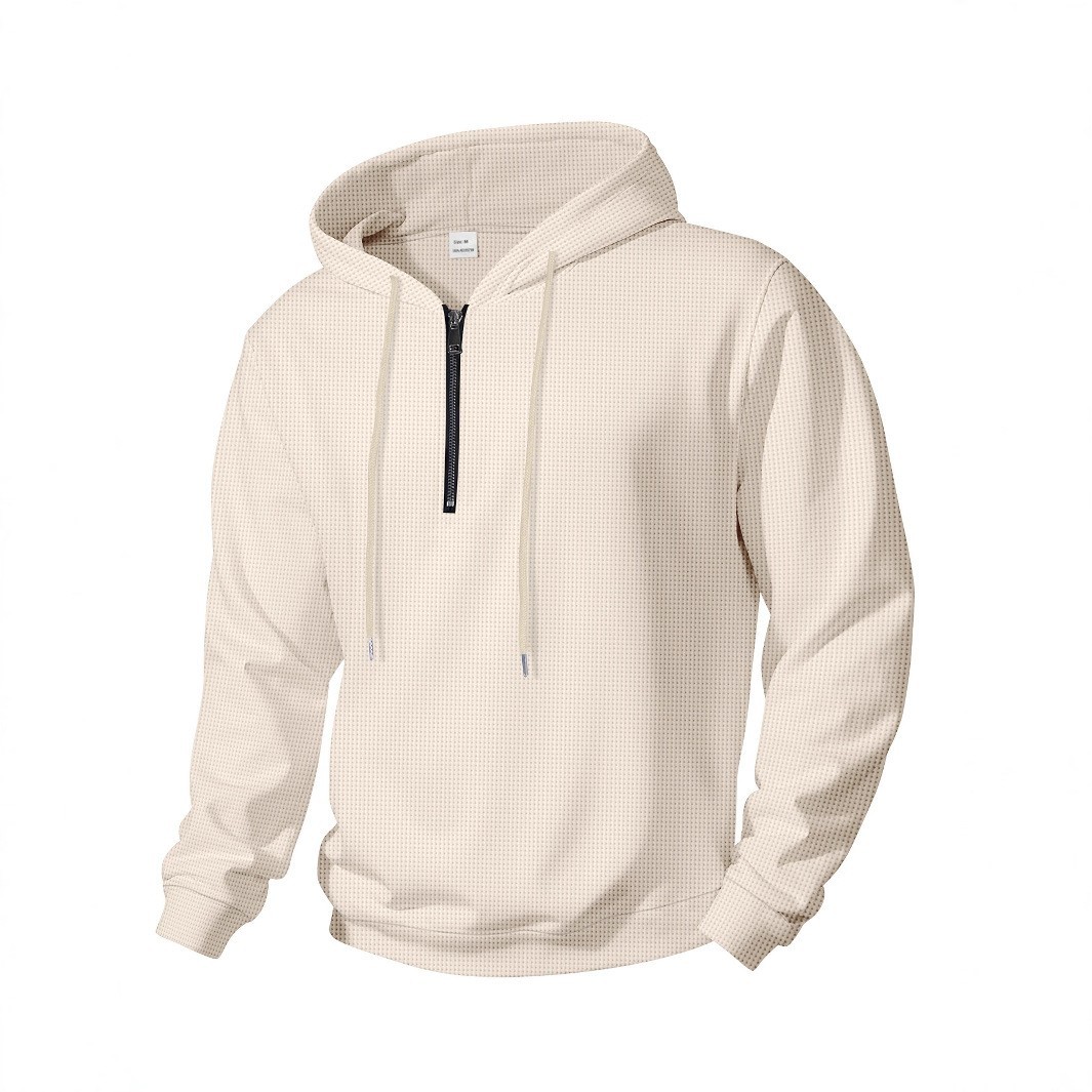 Men's Lightweight Hooded Half-Zip Pullover Sweatshirt - Casual Outdoor Sportswear For Fall & Spring (S-XXXL, Black/White/Grey/Khaki/Blue)_voghion.com