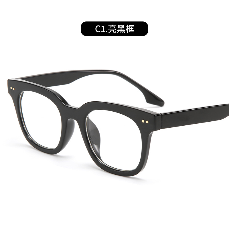 Gafas de marco negro de estilo japonés enmarcan la cara redonda de moda de los hombres marco grande gafas de miopía de luz anti-azul gafas de mujer cuadradas lisas