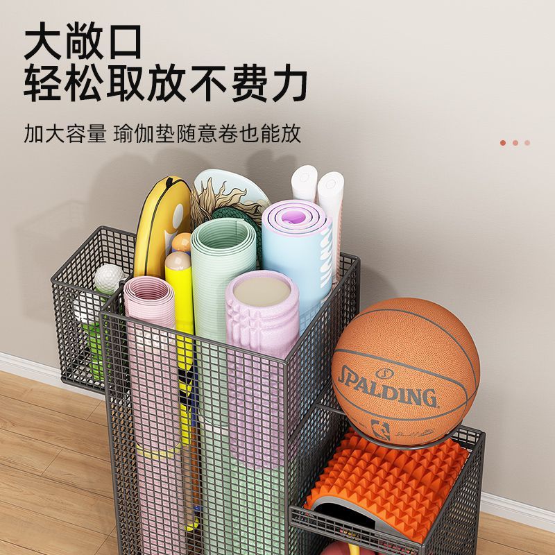 Rack de almacenamiento de baloncesto para equipos de gimnasio de deporte interior doméstico rack de almacenamiento de bádminton tipo mat de yoga cesta de almacenamiento con rueda