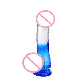 久夕水晶透明彩色吸盘仿真阴具外贸欧美女用器具成人情趣用品批发