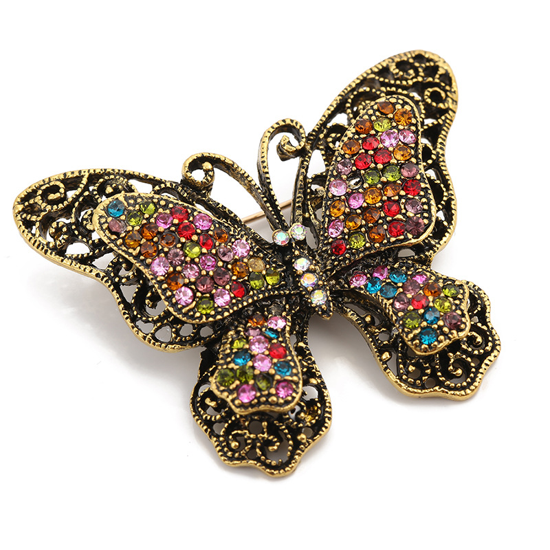 Retro Butterfly Imitation Pearl Alloy Rhinestone Women's Brooches display picture 1