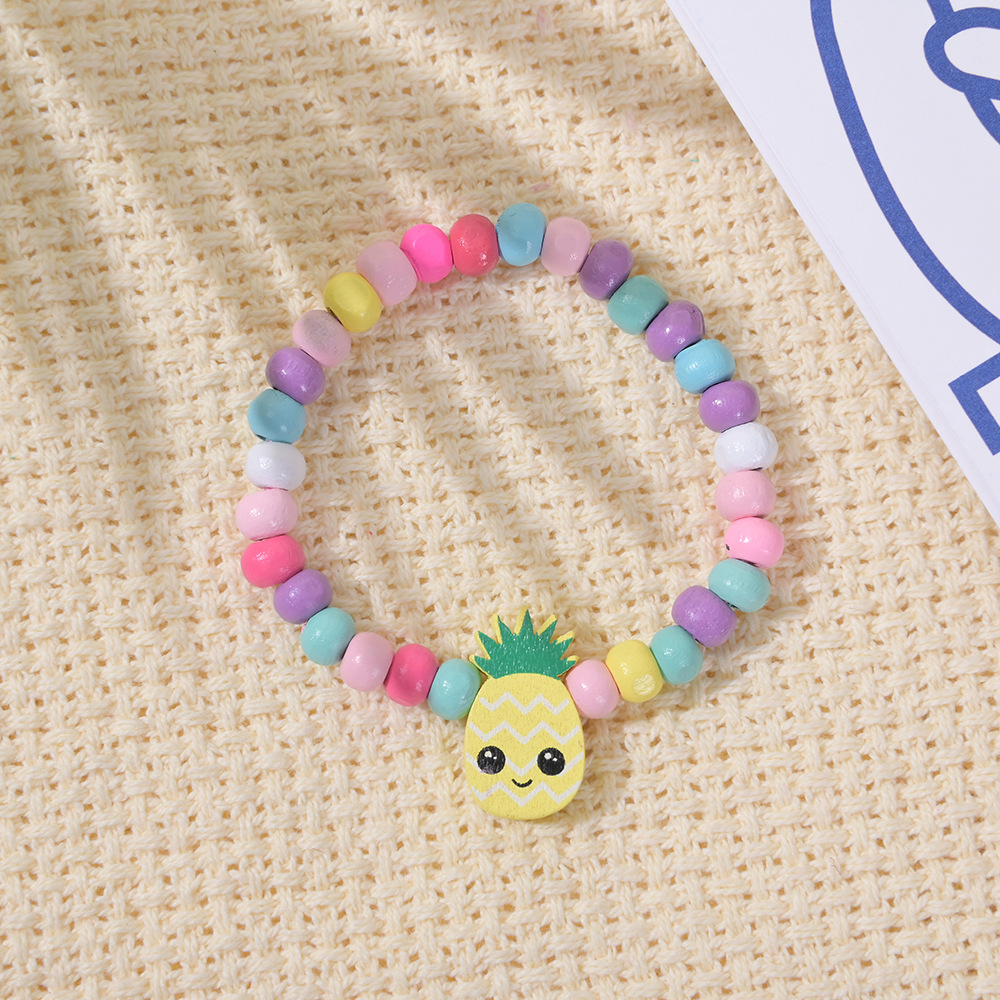 Cartoon Style Heart Shape Wood Kidu0027S Bracelets 12 Pieces