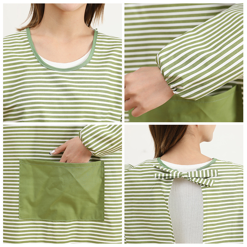 Cocina casera de estilo coreano delantal de cocina de manga larga de las mujeres lindas de alta gama ropa de trabajo antiincrustante para el trabajo y la restauración de la cintura