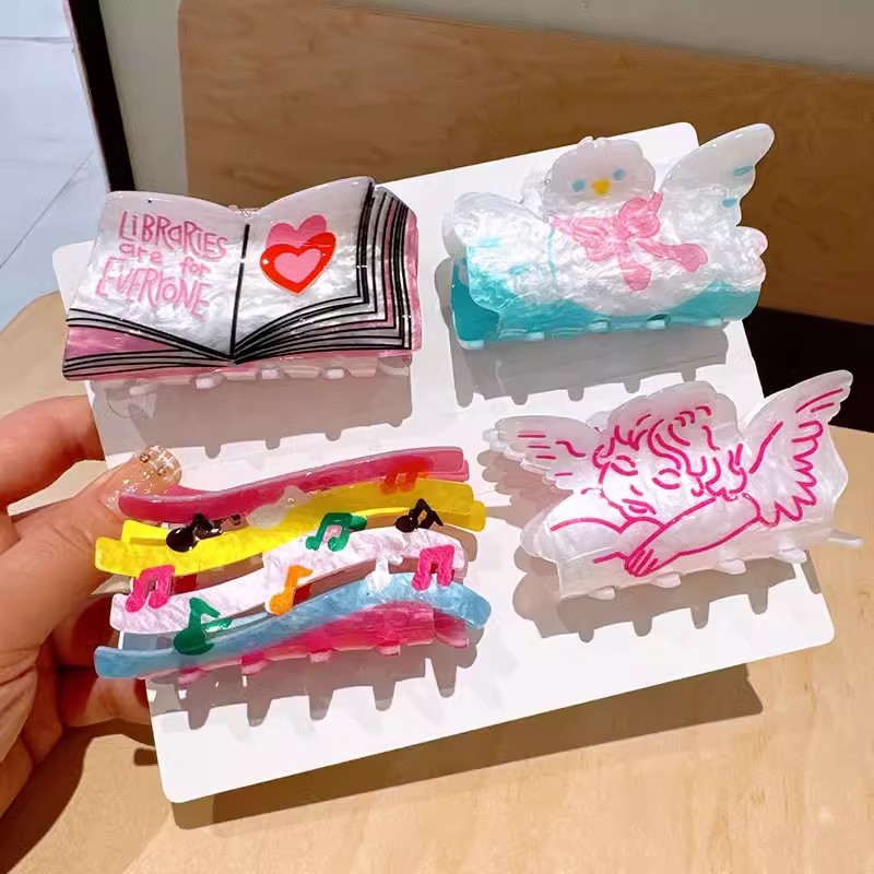 Acetate acrylic temperament dopamine style women's hair accessories headdress wholesale fashion double-sided printing one-piece large gripper