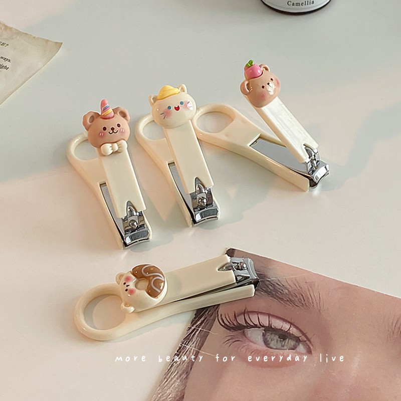 Cute cartoon nail clippers nail clippers portable stainless steel household small size children flat nail clippers single set
