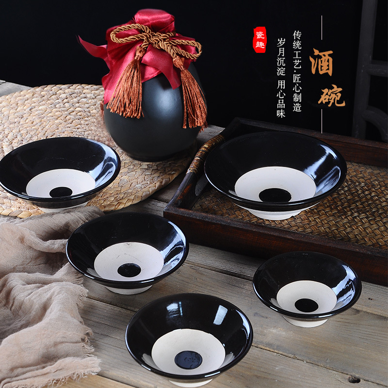 Retro Wine Bowl, Small Porcelain Bowl, Earthen Bowl, Antique Spunlace Props, Wine Bowl, Coarse Pottery Buckle, Meat Steaming Bowl, Falling Wine Bowl, Household Antique Style