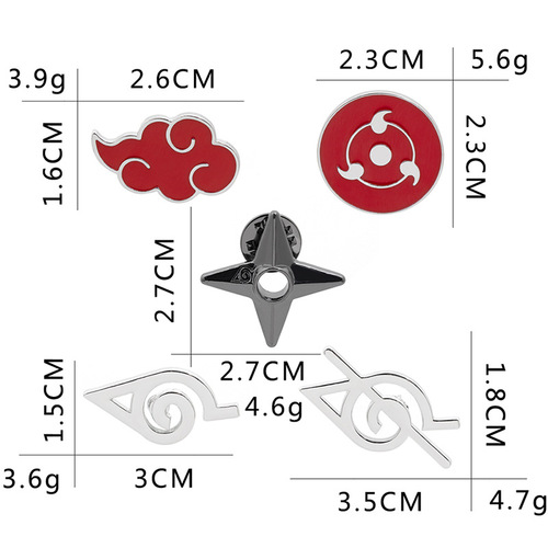 AliExpress cross-border peripheral brooch Cartoon Akatsuki Organization Sharingan Rebel Logo Shuriken Badge