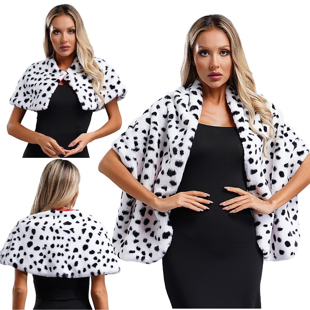 Black and White Witch Cloak Halloween Cloak Kuiara Dalmatian Leopard Print Shawl Yin and Yang Two-Color Shawl Shirt