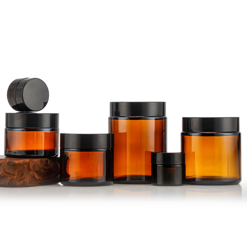 茶色膏霜瓶棕色玻璃面霜瓶化妆品小样瓶眼霜瓶斜肩旅行套装分装瓶