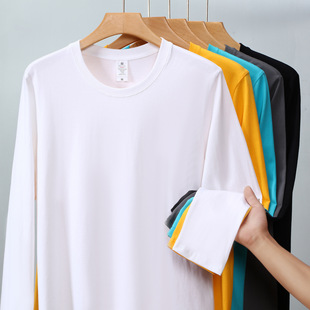 230g Xinjiang cotton heavy long-sleeved T-shirt men's cotton loose casual all-match top white undershirt Women's