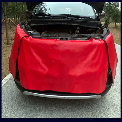 Car Repair Fender Protective Pad Washed Leather Three-Piece Set Auto Repair Maintenance Pu Seat Cover Foot Pad Protection Cloth Printing (Other Automotive Exterior Supplies) - red-trumpet