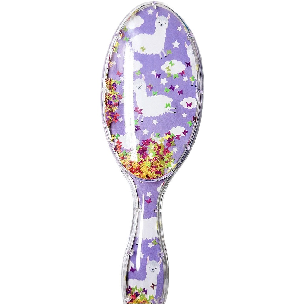 Oval color Glitter lentejuelas espuma lindo patrón de dibujos animados transparente peine del pelo