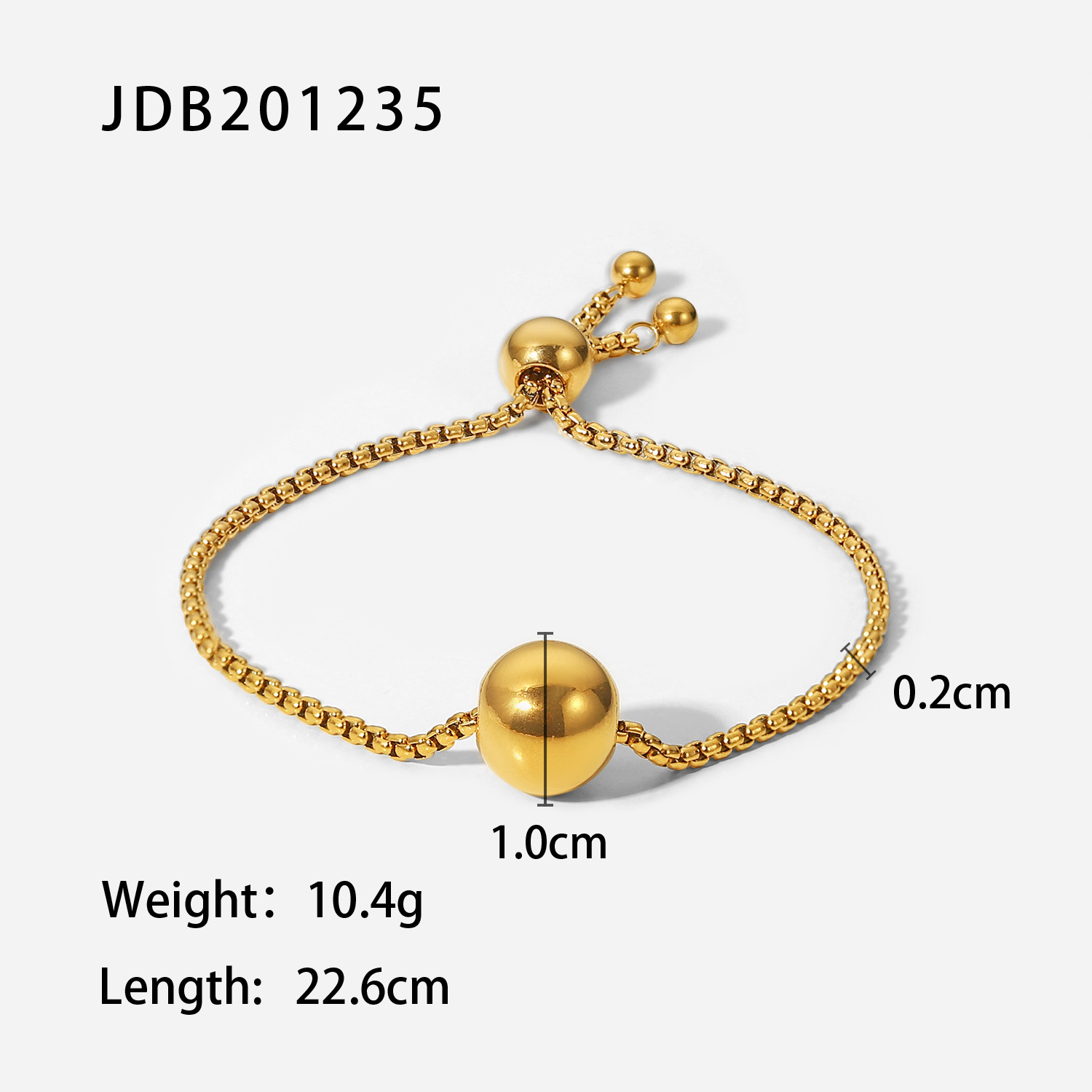 New Style 18k Gold Plated Round Ball Pendant Stainless Steel Bracelet display picture 6