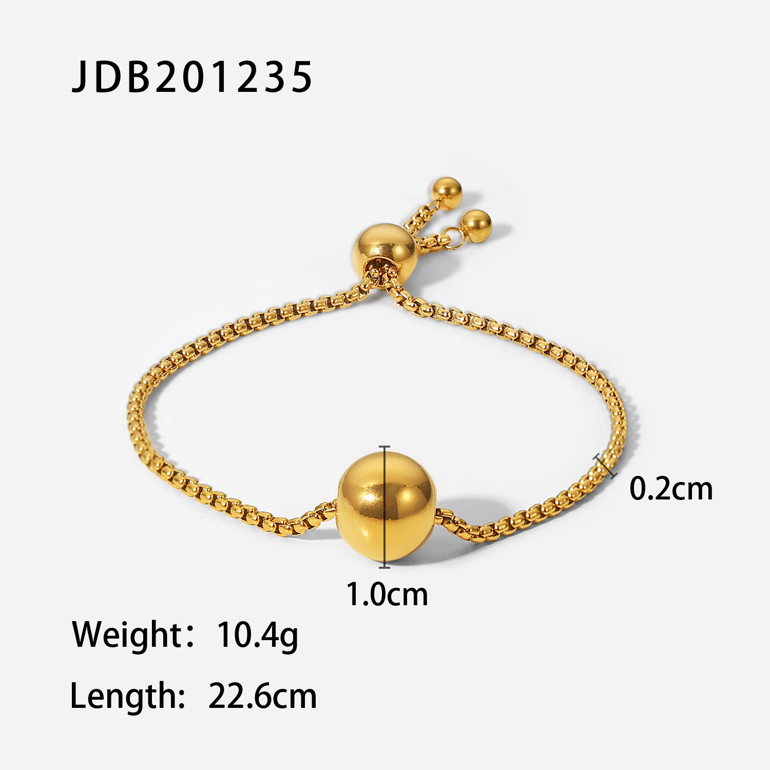New Style 18K Gold plated round Ball Pendant Stainless Steel Bracelet