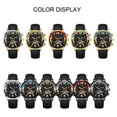 石英表批發 men watch新款禮品表引流三眼日曆皮帶男士手錶商務風