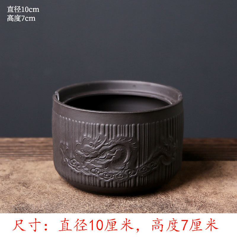 蓋付き紫砂灰皿、飛散防止灰皿、大型セラミックリビングルームオフィスパーソナライズされたトレンディなレトロな装飾コーヒーテーブル装飾品|undefined
