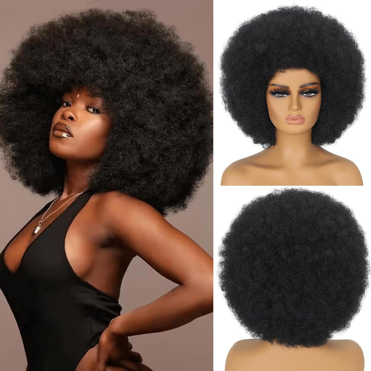 Peluca corta y rizada de oruga de cabeza explosiva transfronteriza europea y americana Fibra química europea y americana Rollo africano Afro Curly Wig
