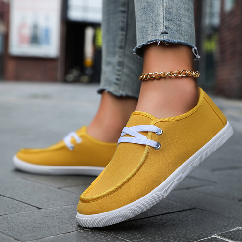 New men's and women's small white shoes, flat-heeled canvas shoes, women's slip-on, Korean flat slip-on casual couple's skate shoes