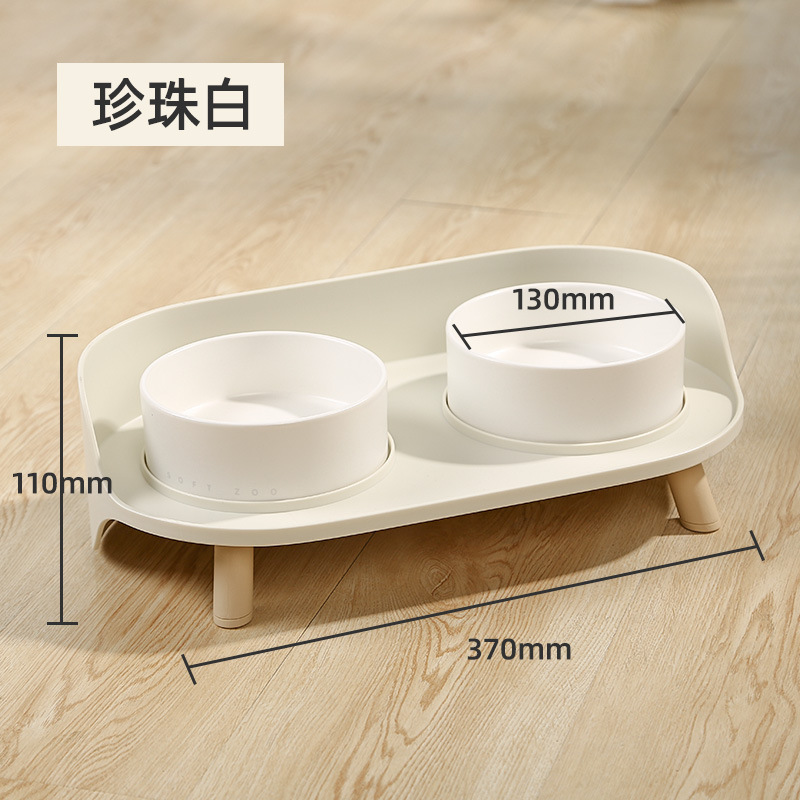 고양이 밥그릇 세라믹 더블그릇 [화이트]