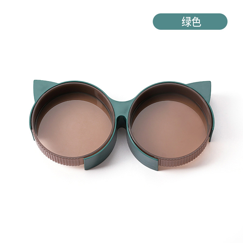 Tazón para gatos Tazón para mascotas Pipitao Gafas de orejas de gato originales Boca baja Tazón doble Beber agua Comer para evitar volcarse y fácil de limpiar