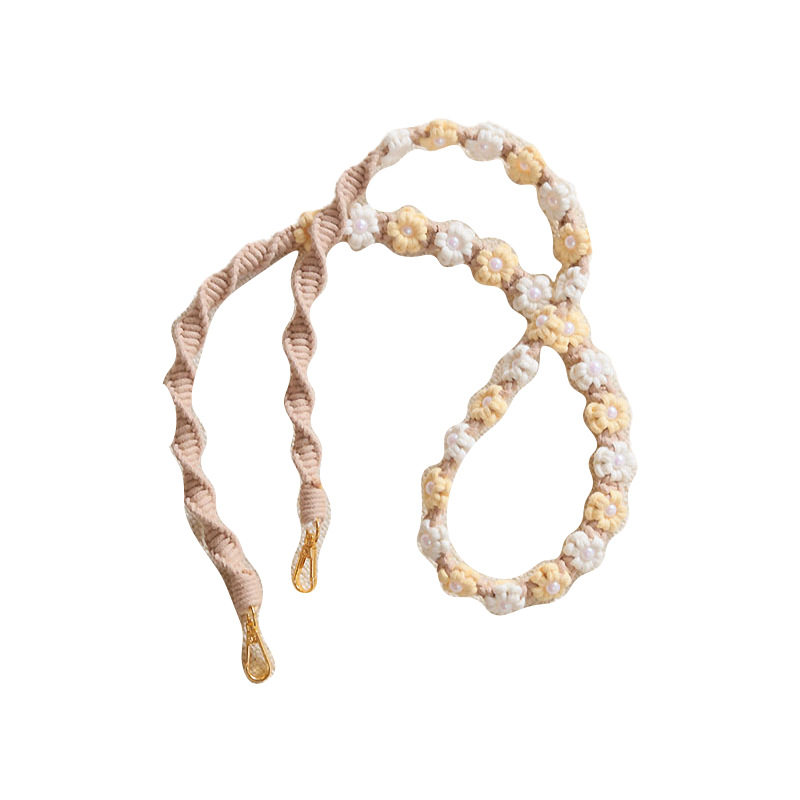 INS Pearl Daisy Handgewebte Tasche Telefon Lanyard Crossbody Handheld Woven Flower Rucksackgurt Schlüsselanhänger_voghion.com