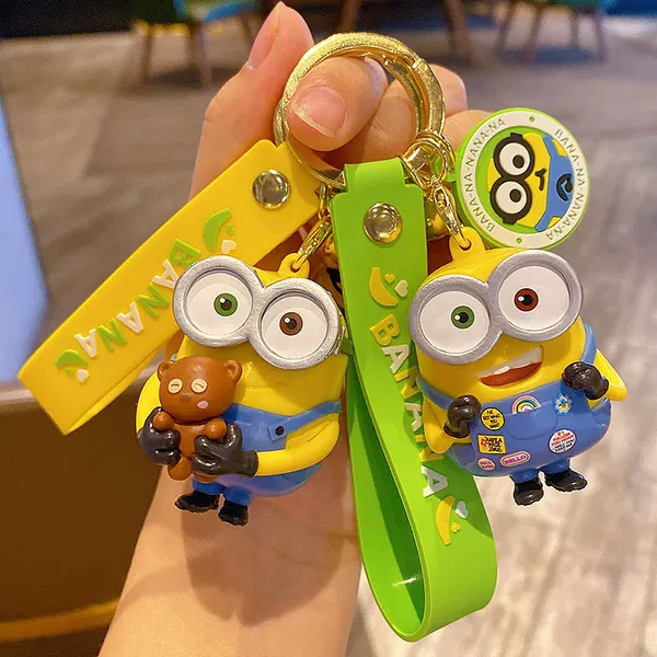 Authentic Minions Doll Keychain Cartoon Creative Injection Molded Doll Keychain Couple Backpack Pendant Small Gift