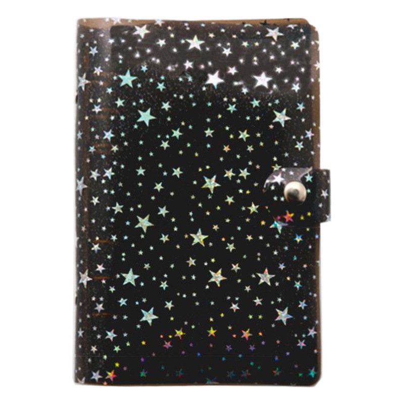 Nuevo clip de hojas sueltas de PVC estrellado creativo A5A6 concha de hojas sueltas de seis agujeros de viaje cuaderno básico de hojas sueltas