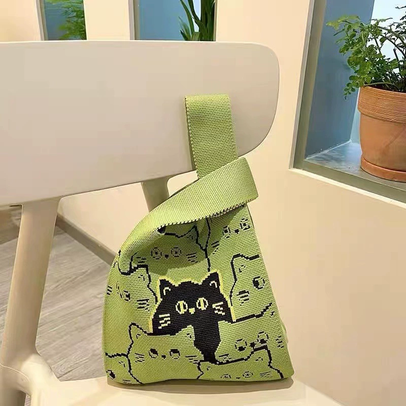 knitted котPattern кошелек: универсальная сумка через плечо/односторонняя, японский/корейский стиль пакет для продуктов