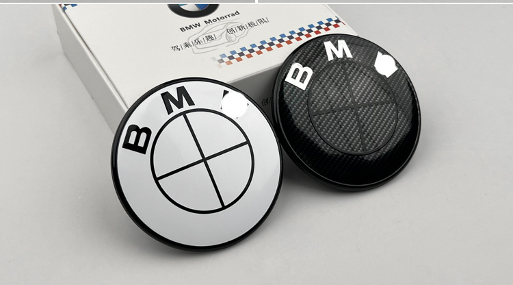 Suitable for Bmw Hood Car Logo 3 Series 5 Series X1X3X5X6 Modified All White All Black Full Carbon Fiber Pattern Front and Rear Logo