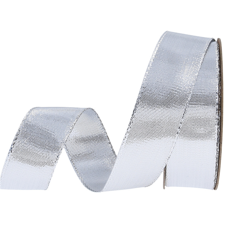 Nuevos productos transfronterizos, verde dorado y plateado brillante, cinta de seda, decoración de flores de celebración festiva, embalaje de regalo, cinturón de cebolla brillante, 10 yardas en stock