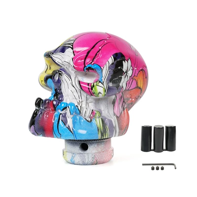 One-Piece Drop-Shipping Car Modification Parts Graffiti Resin Skull Gear Shift Knob Personalized Shift Handle Shift Ball (Cab and accessories) - pink