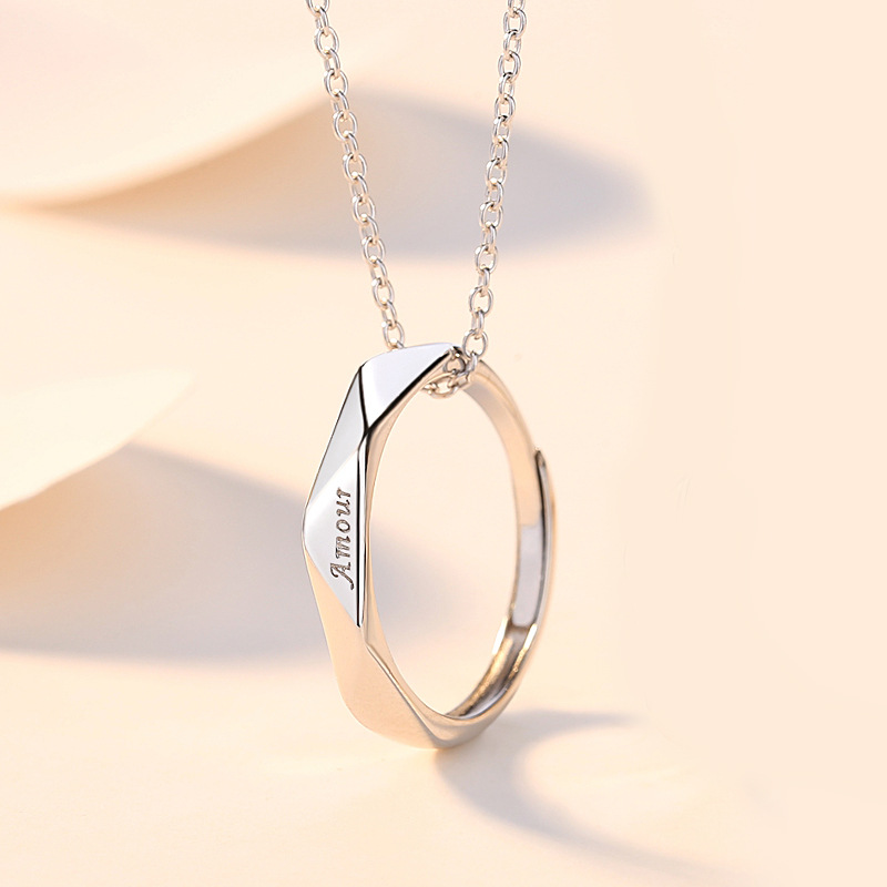 Nueva wancheng pareja creativa collar un par de plata esterlina diamante anillo clavícula cadena nicho carta collar 520 regalo