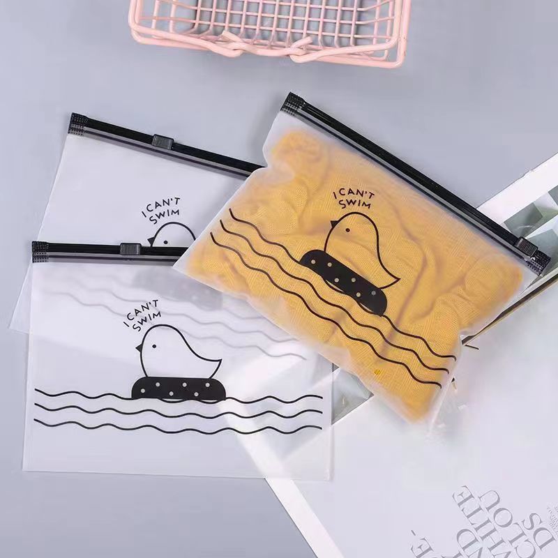 Bolsa de cremallera coreana bolsa de pollo translúcido esmerilado borde-tirando máscara bolsa de almacenamiento de ropa bolsa de anillo de pelo caja de lápices en stock