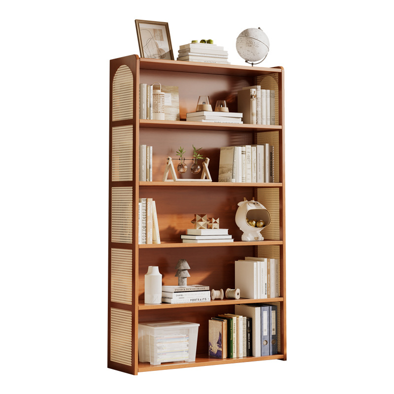 Estantería de ratán, estante de piso a techo, una pieza contra la pared, sala de estar, almacenamiento doméstico, armario de almacenamiento de libros, estantería simple de varios pisos